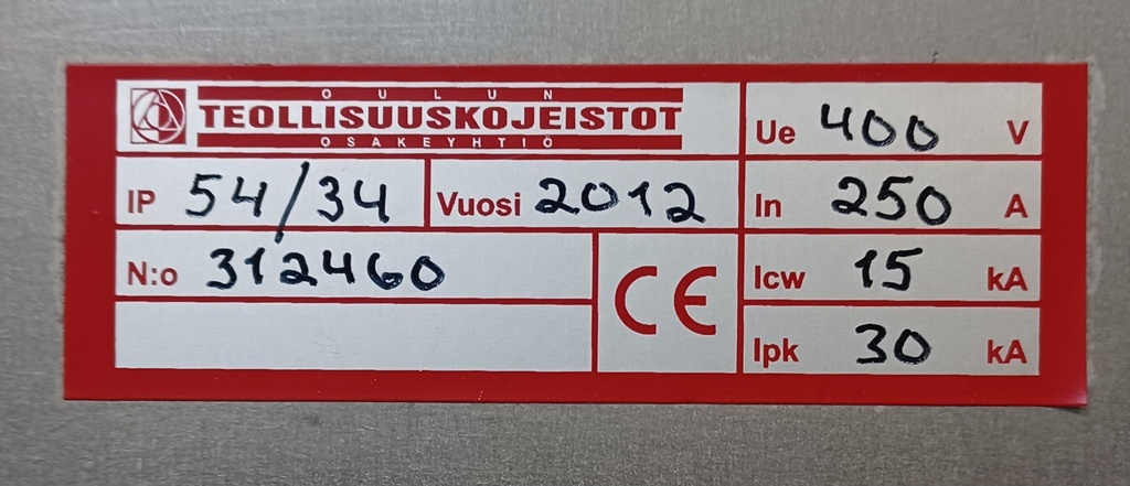 250A 400V Icw 15kA Teollisuuskojeistot, työmaakeskus