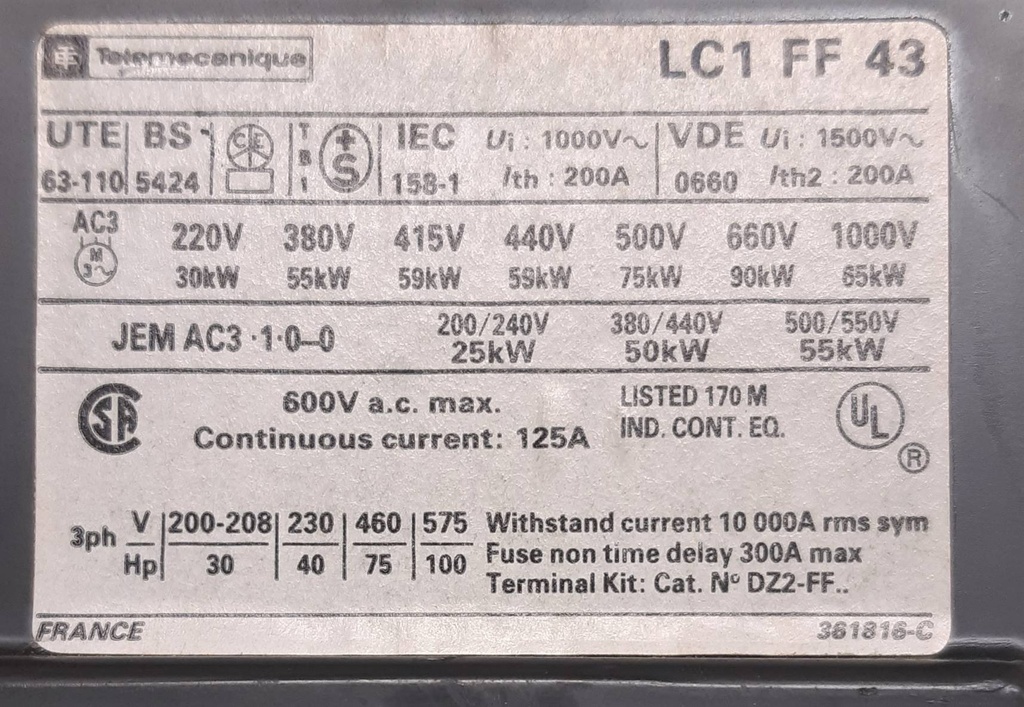 Telemecanique LC1FF43 kilpikuva