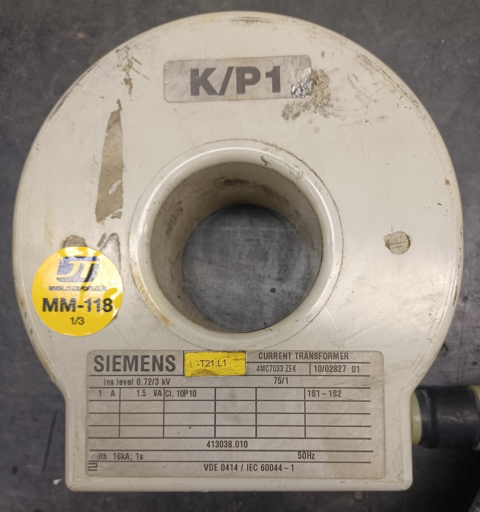 Virtamuuntaja Siemens 4MC7033ZEK 75/1A, 1,5VA 10P10