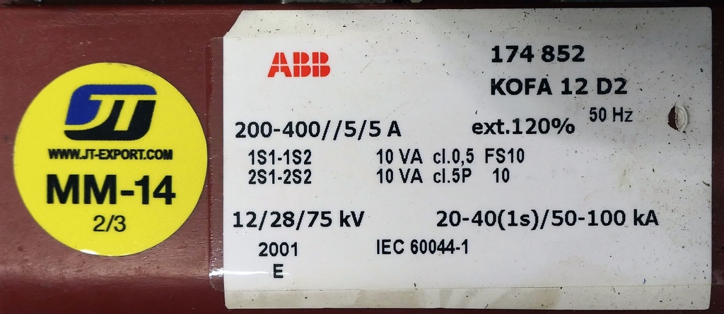 MM-14 Virtamuuntaja ABB KOFA12D2 200-400//5/5A 0,5