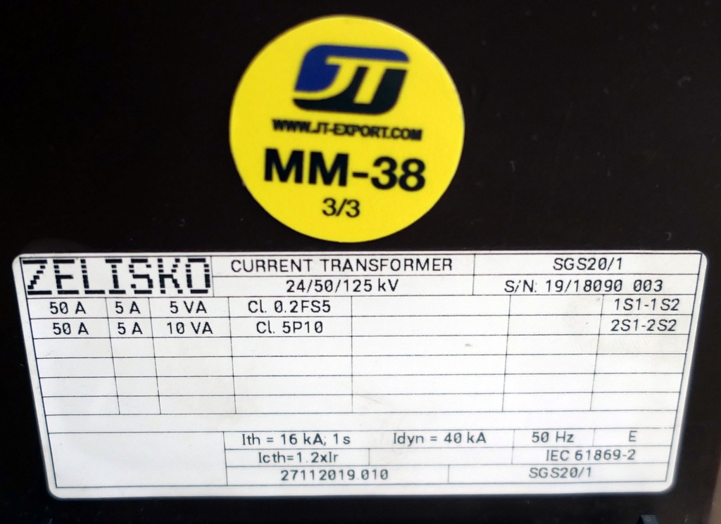 MM-38 Virtamuuntaja Zelisko SGS20/1 50A Cl.0.2
