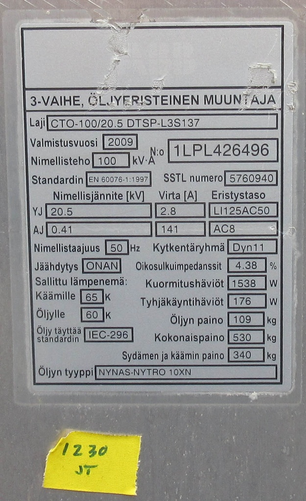 ID-1230 -100KVA-ABB-20,5/0,41 - 2009