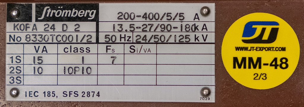 Virtamuuntaja Strömberg KOFA 24 D 2 200-400/5/5 1