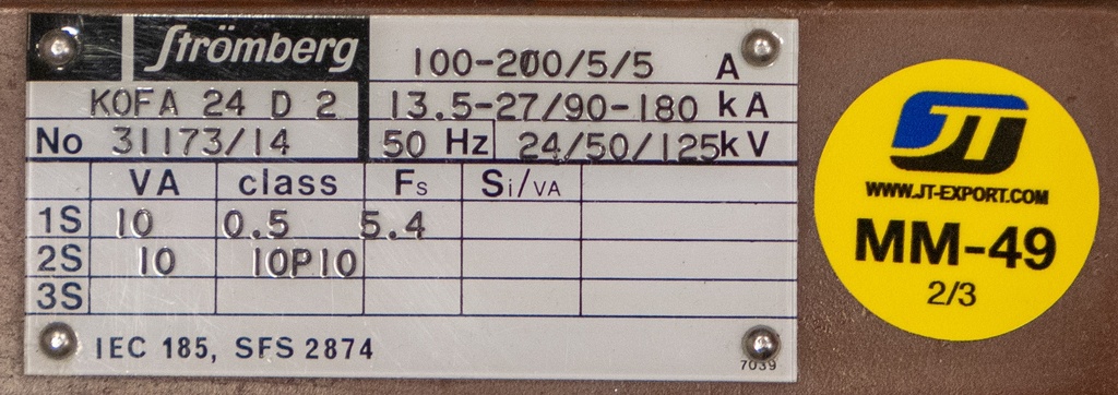 Virtamuuntaja Strömberg KOFA 24 D 2 100-200/5/5 0.5