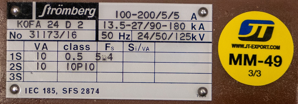 Virtamuuntaja Strömberg KOFA 24 D 2 100-200/5/5 0.5