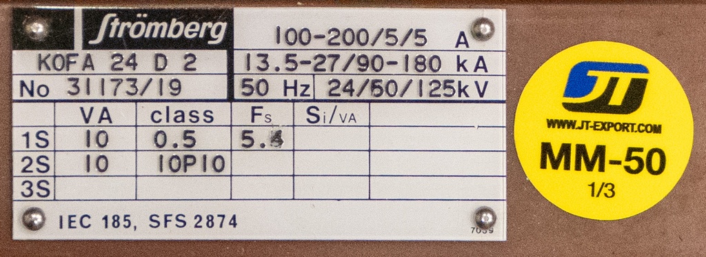 Virtamuuntaja Strömberg KOFA 24 D 2 100-200/5/5 0.5