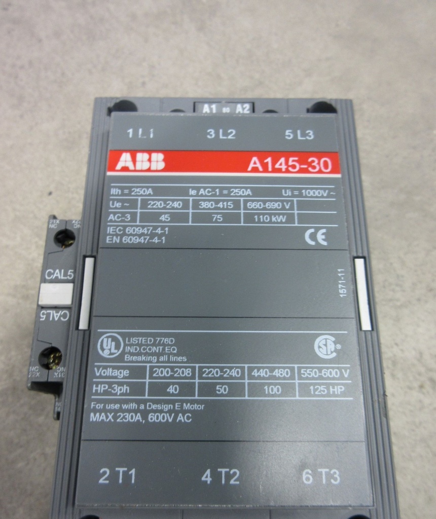ABB A145-30 kontaktori 70kW 145A(AC-3) 