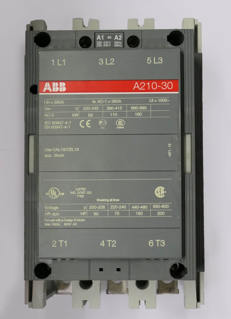 ABB A210-30 kontaktori 110kW 210A (AC-3)