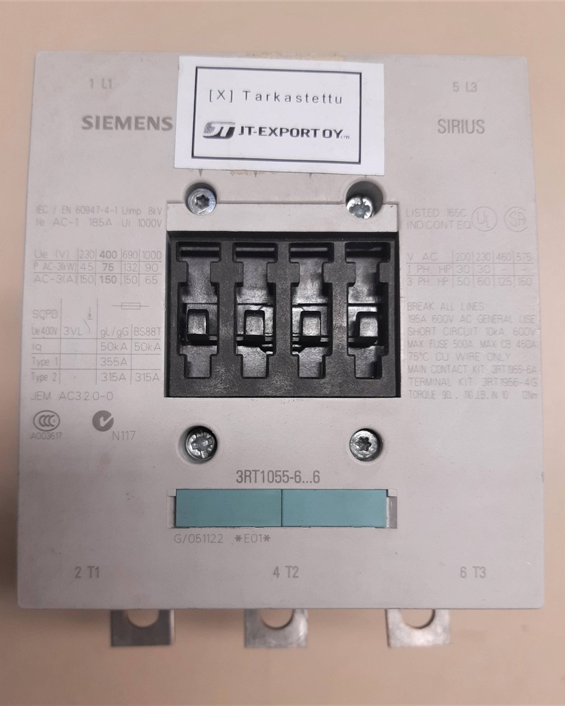 Siemens 3RT1055-6.6 contactor 