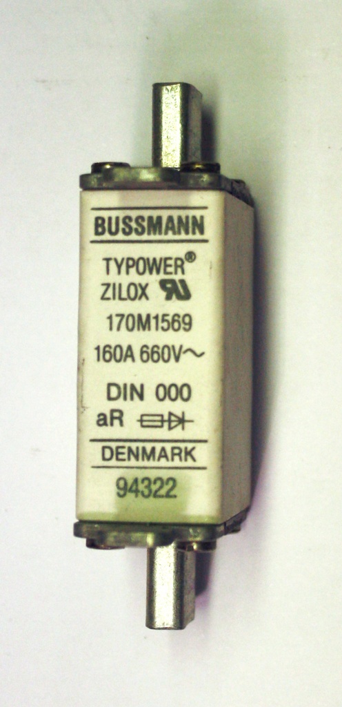 Erikoisnopea kahvasulake Bussmann 690V  160A DIN00 170M1569 (käytetty)