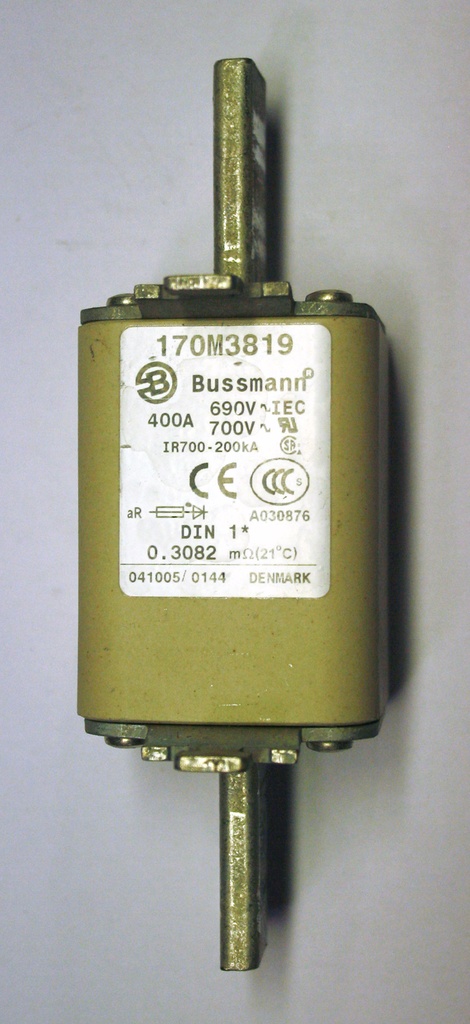 Erikoisnopea kahvasulake Bussmann 690V  400A DIN01 170M3819 (käytetty)