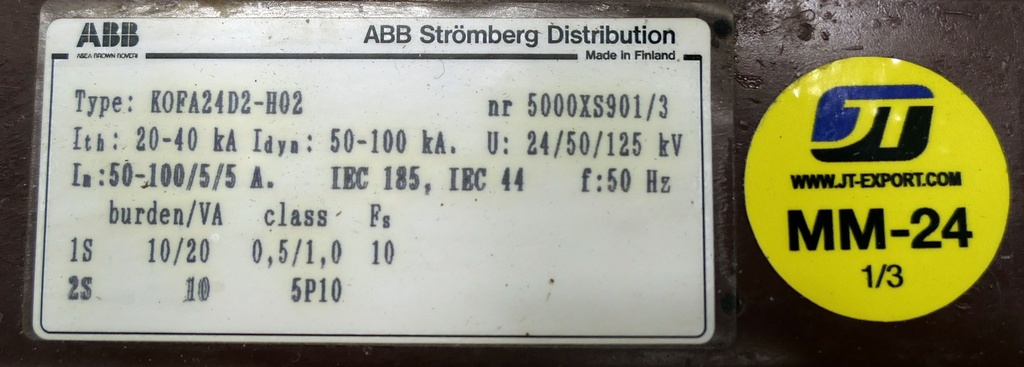 Virtamuuntaja ABB KOFA24D2-H02 50-100/5/5A, 0,5/1,0