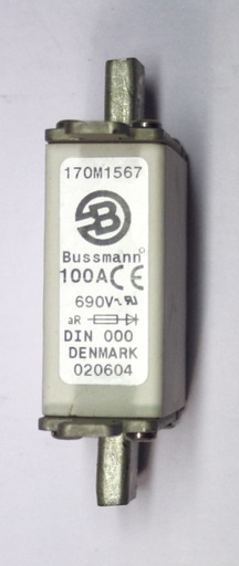 [170M1567] Erikoisnopea kahvasulake Bussmann 690V  100A DIN00 170M1567 (käytetty)