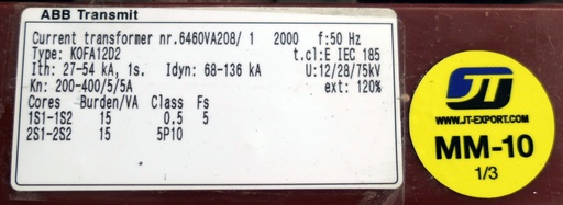 [MM-10] Virtamuuntaja ABB KOFA12D2 200-400/5/5A 0,5