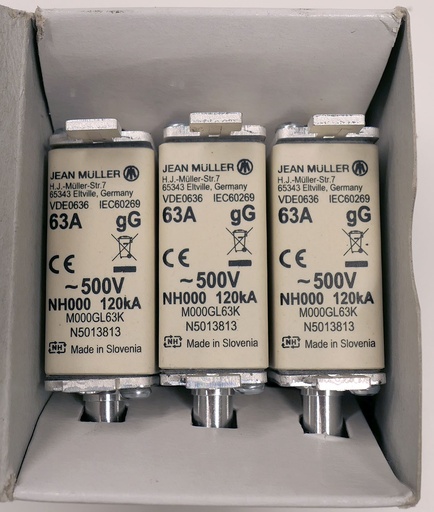 [M000GL63K] Jean Muller 500V 63A gr000 NH Fuse