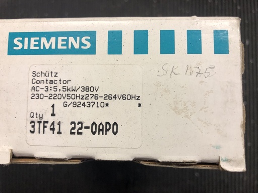 Siemens 3TF4122-0AP0 kontaktori 5,5 kW 230VAC