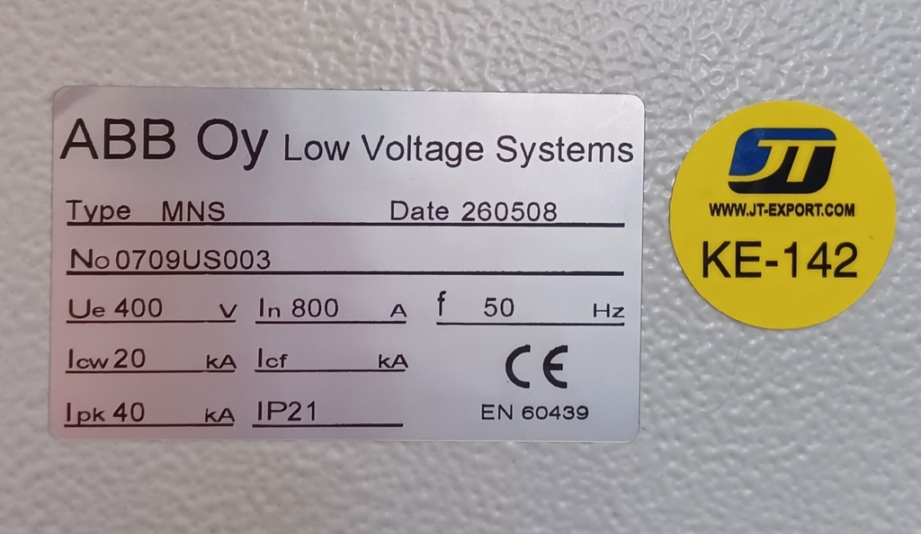 800A 400V Icw 20kA keskus ABB MNS