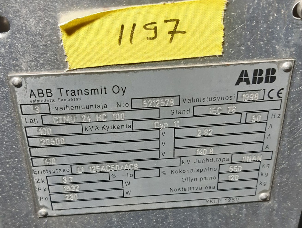 ID-1197 -100KVA-ABB-20/0,4 - 1998