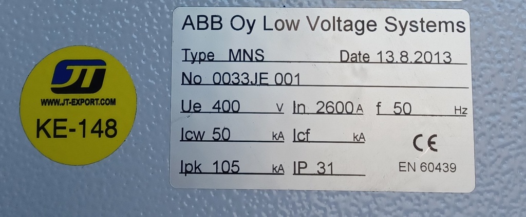 2600A 400V Icw 50kA keskus ABB MNS 3CC