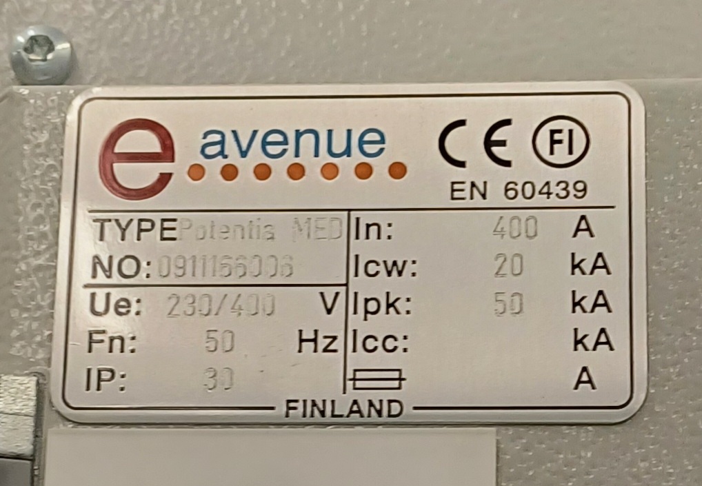 400A 230_400V Icw 20kA Ipk 50kA EAvenue NK1.4 keskus