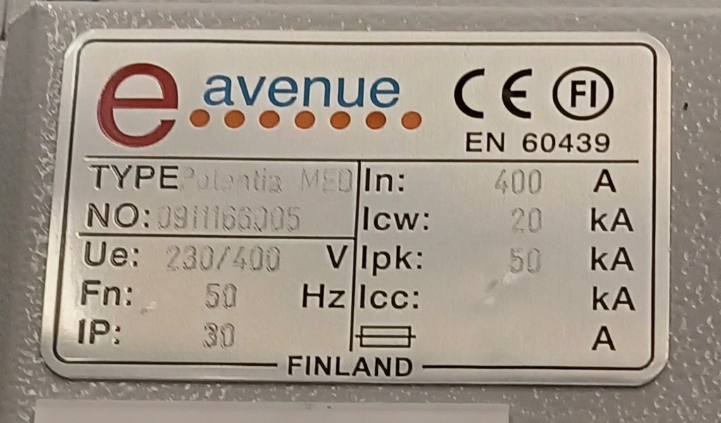 400A 230_400V Icw 20kA Ipk 50kA EAvenue NK1.3 keskus