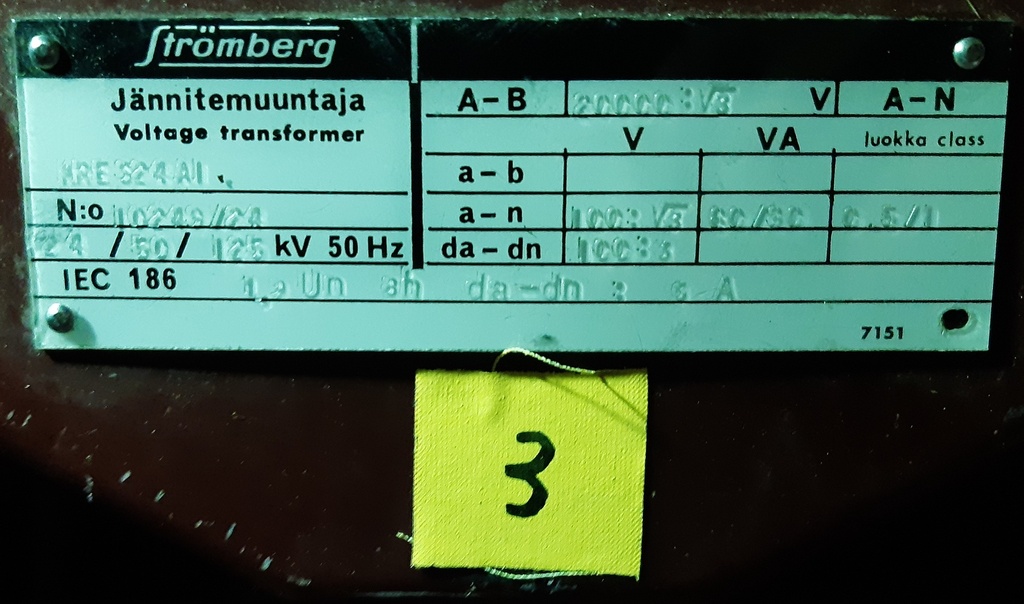 Jännitemuuntaja Strömberg KRES24A1 20000V3 nr3