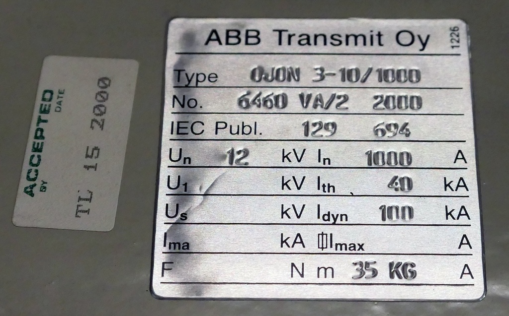 ABB OJOB3-10/1000 kilpi