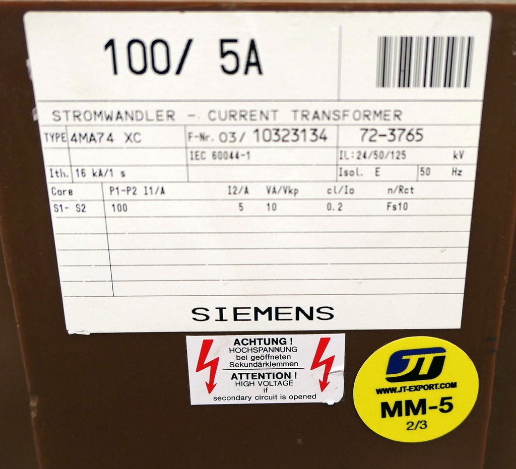 MM-5 Virtamuuntaja Siemens 4MA74 100/5A, 0,2S