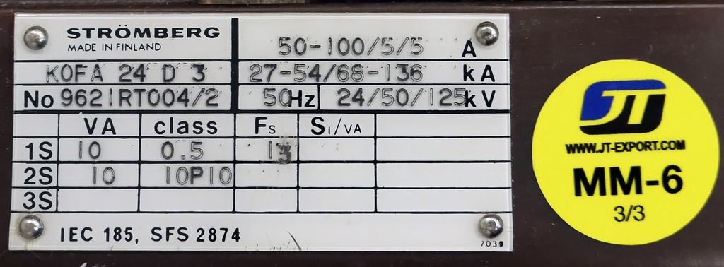 MM-6Virtamuuntaja Strömberg KOFA24D3 50-100/5/5 0,5