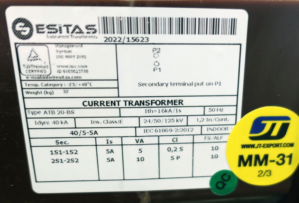 MM-31 Virtamuuntaja Esitas ATB20-BS 40/5-5A, 0,2S