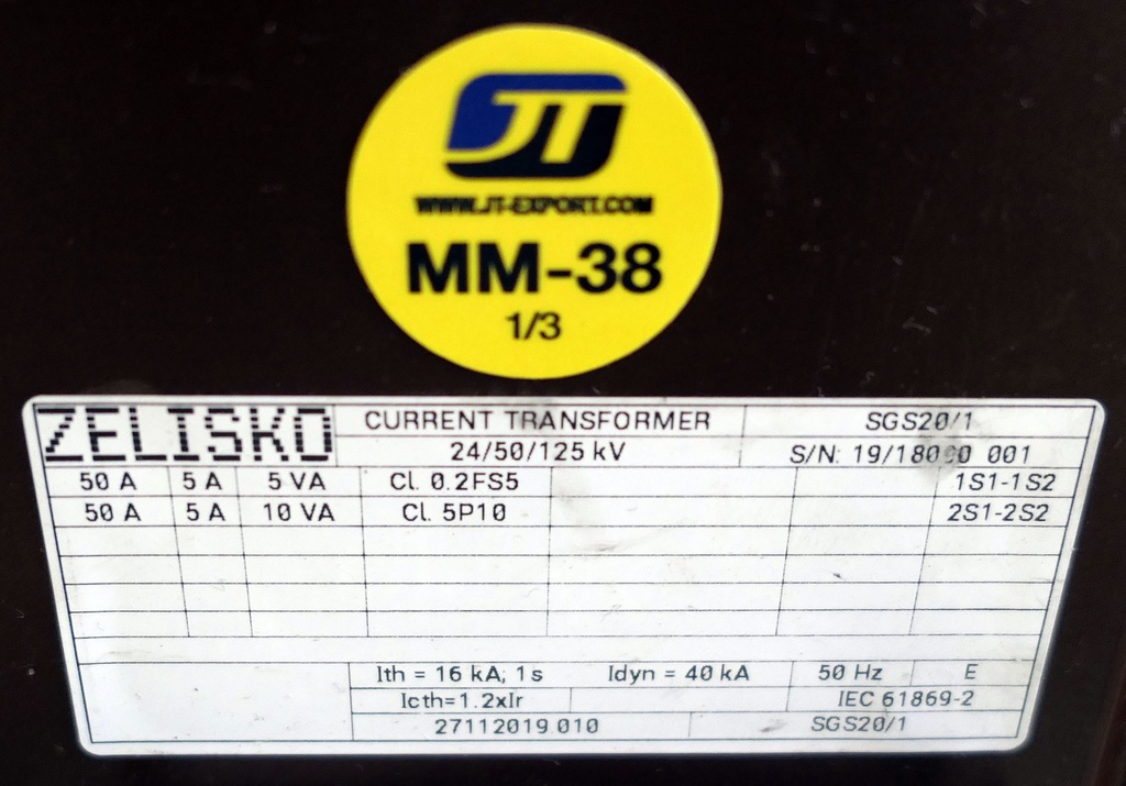 MM-38 Virtamuuntaja Zelisko SGS20/1 50A Cl.0.2