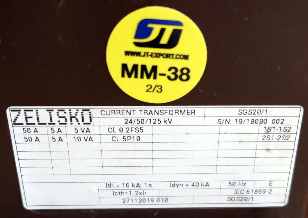 MM-38 Virtamuuntaja Zelisko SGS20/1 50A Cl.0.2