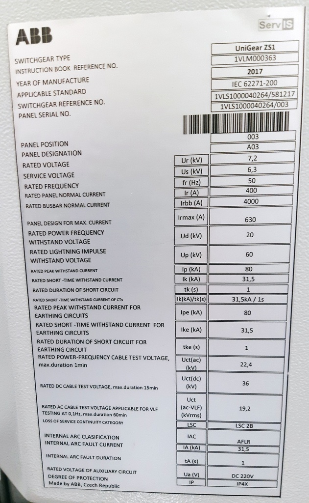 ABB BBA Unigear 6,3kV kytkinkojeisto, 9 kennoa