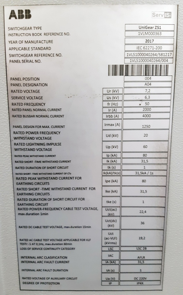 ABB BBA Unigear 6,3kV kytkinkojeisto, 9 kennoa