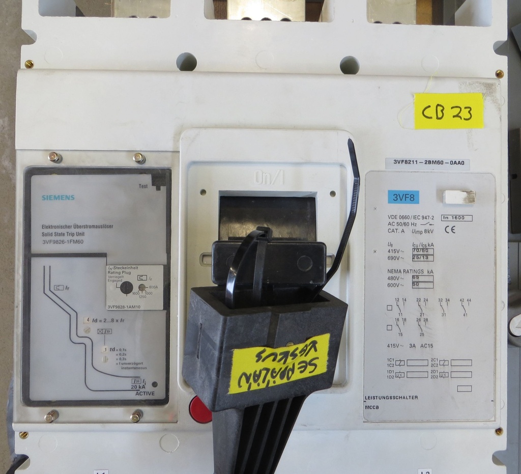 SIEMENS 1600A VDE 0660/IEC 947-2