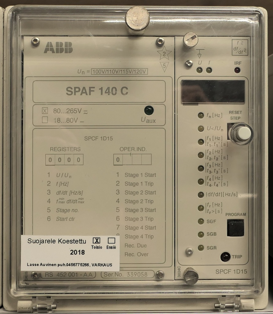 Frequency relay ABB SPAF 140 C
