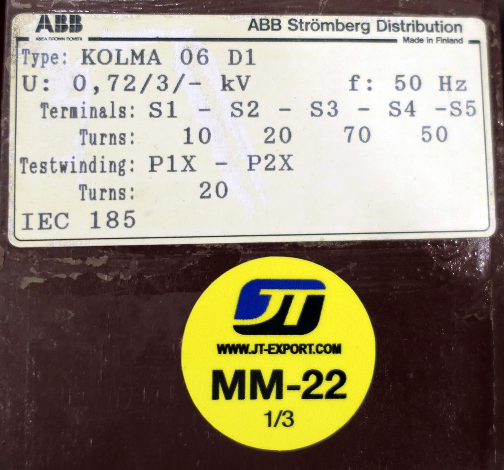 MM-22 Kaapelivirtamuuntaja ABB KOLMA06-A1 kierr 10-20-70-50