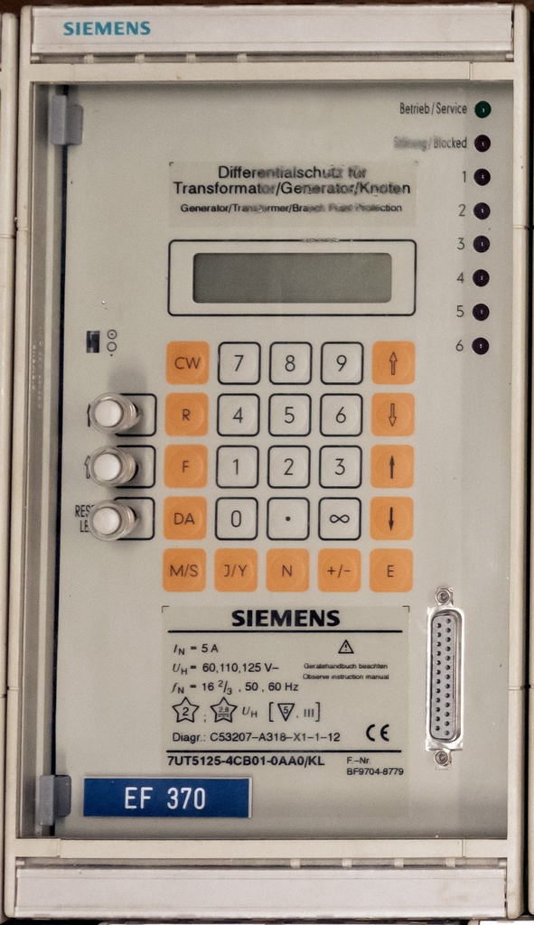 Siemens 7UT5125 transformer differential protection relay