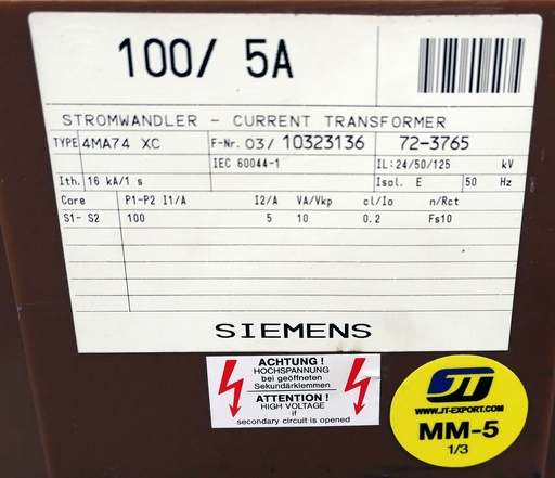 [MM-5] Current transformer Siemens 4MA74 100/5A, 0,2
